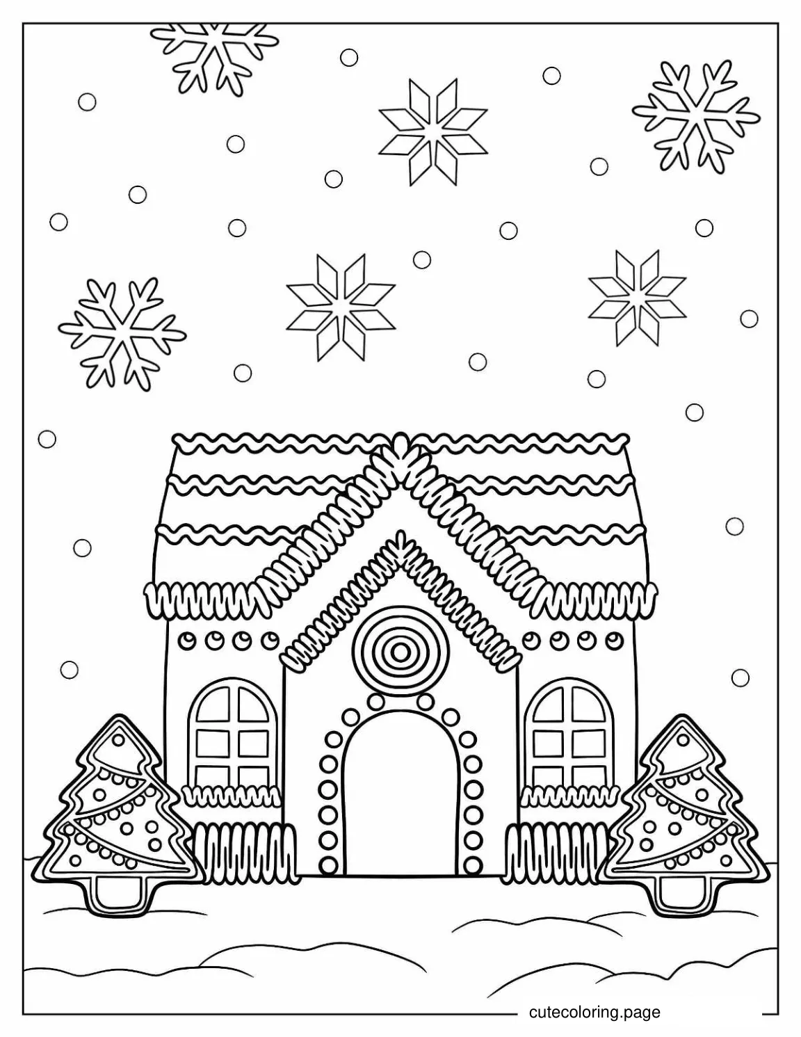 Coloring Sheet Of Realistic Gingerbread House coloring page