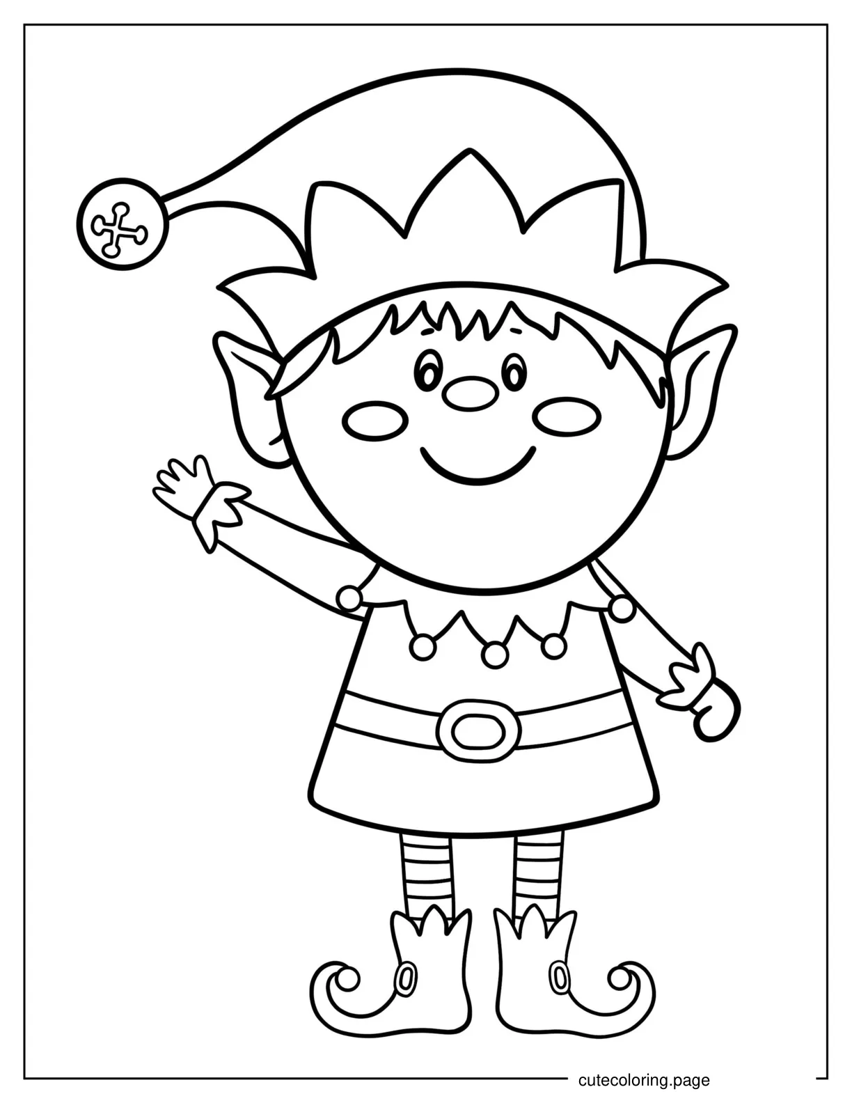 Cure Kawaii Christmas Elf Waving coloring page