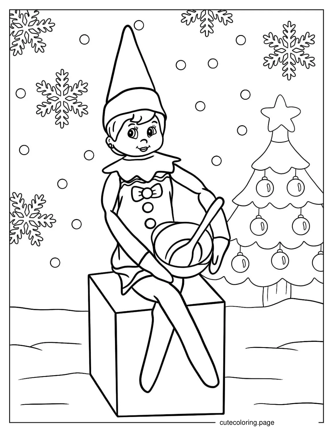 Cute Elf On The Shelf Christmas Coloring In coloring page