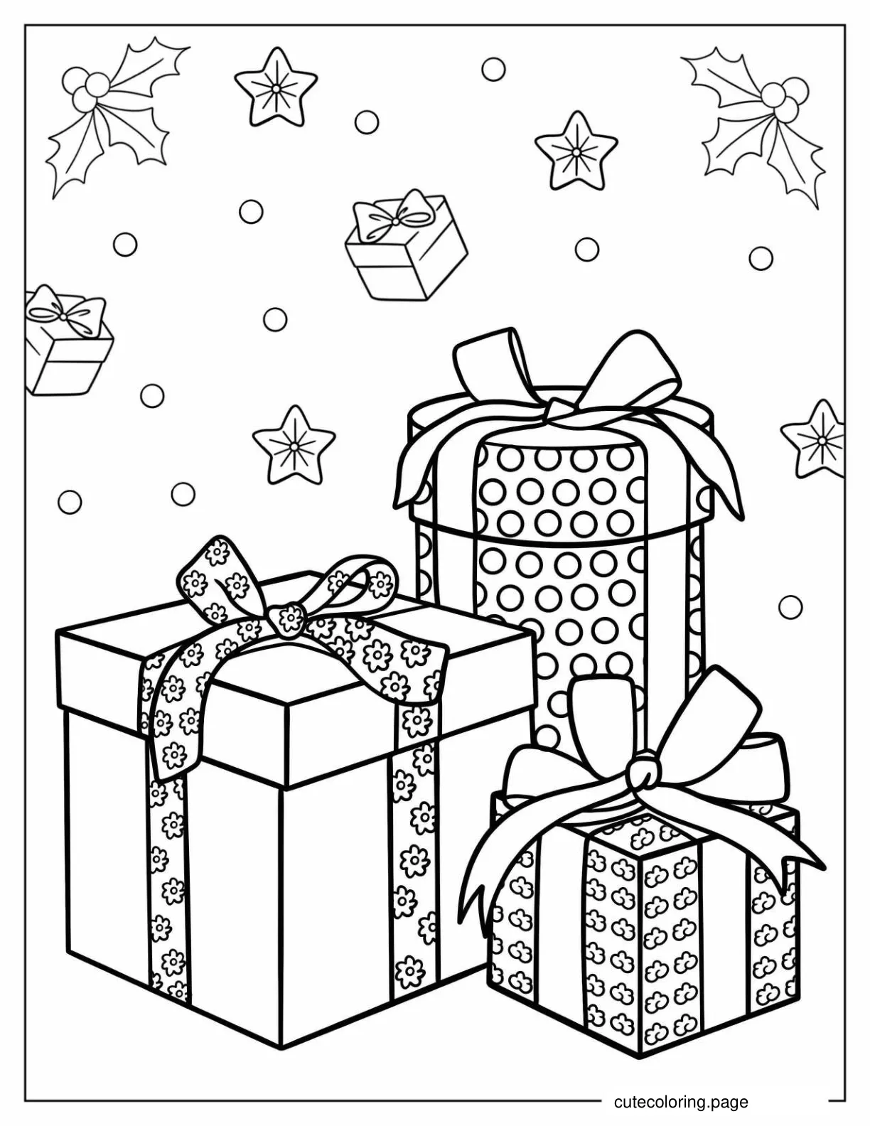 Detailed Christmas Presents To Color coloring page