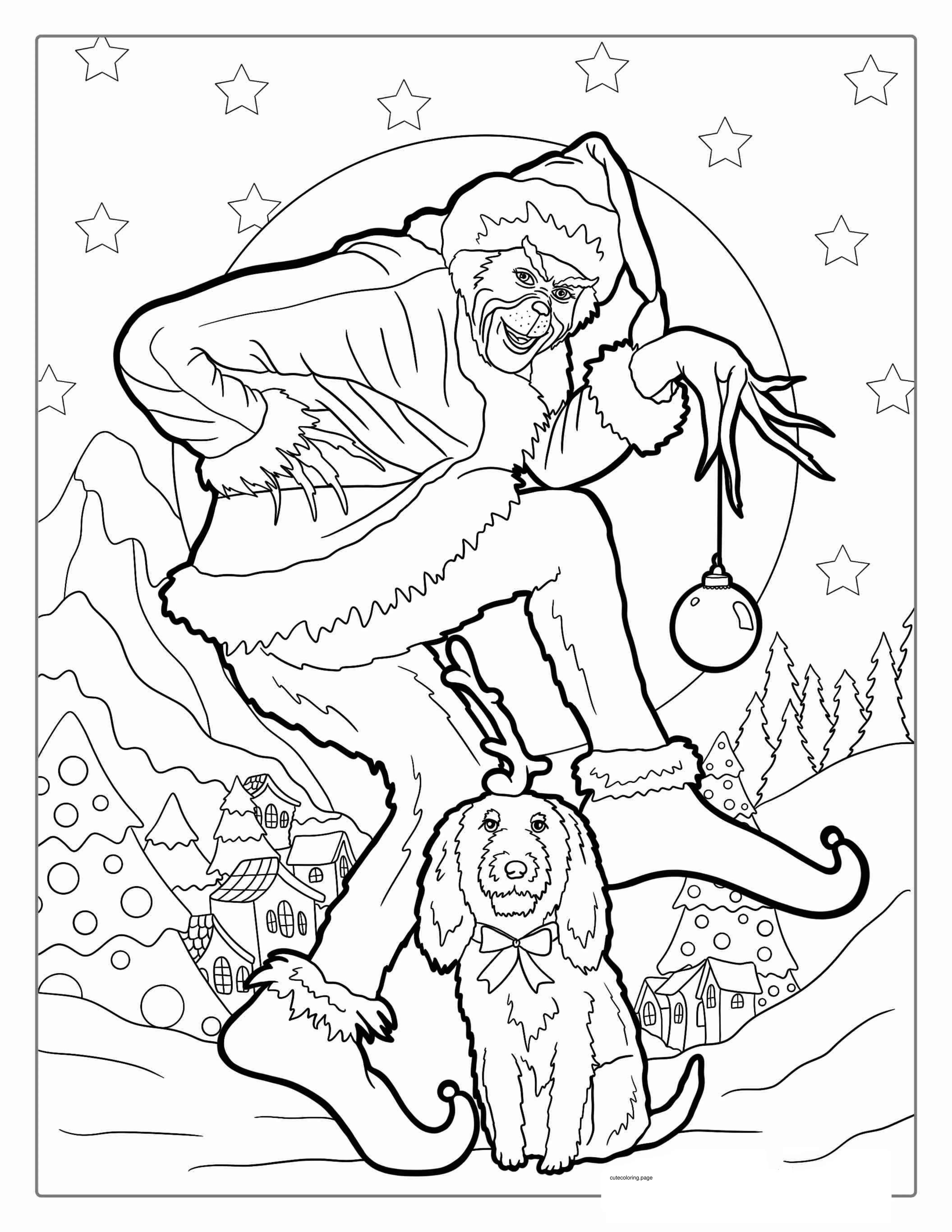 Detailed Coloring Page Of Grinch With Dog Max coloring page