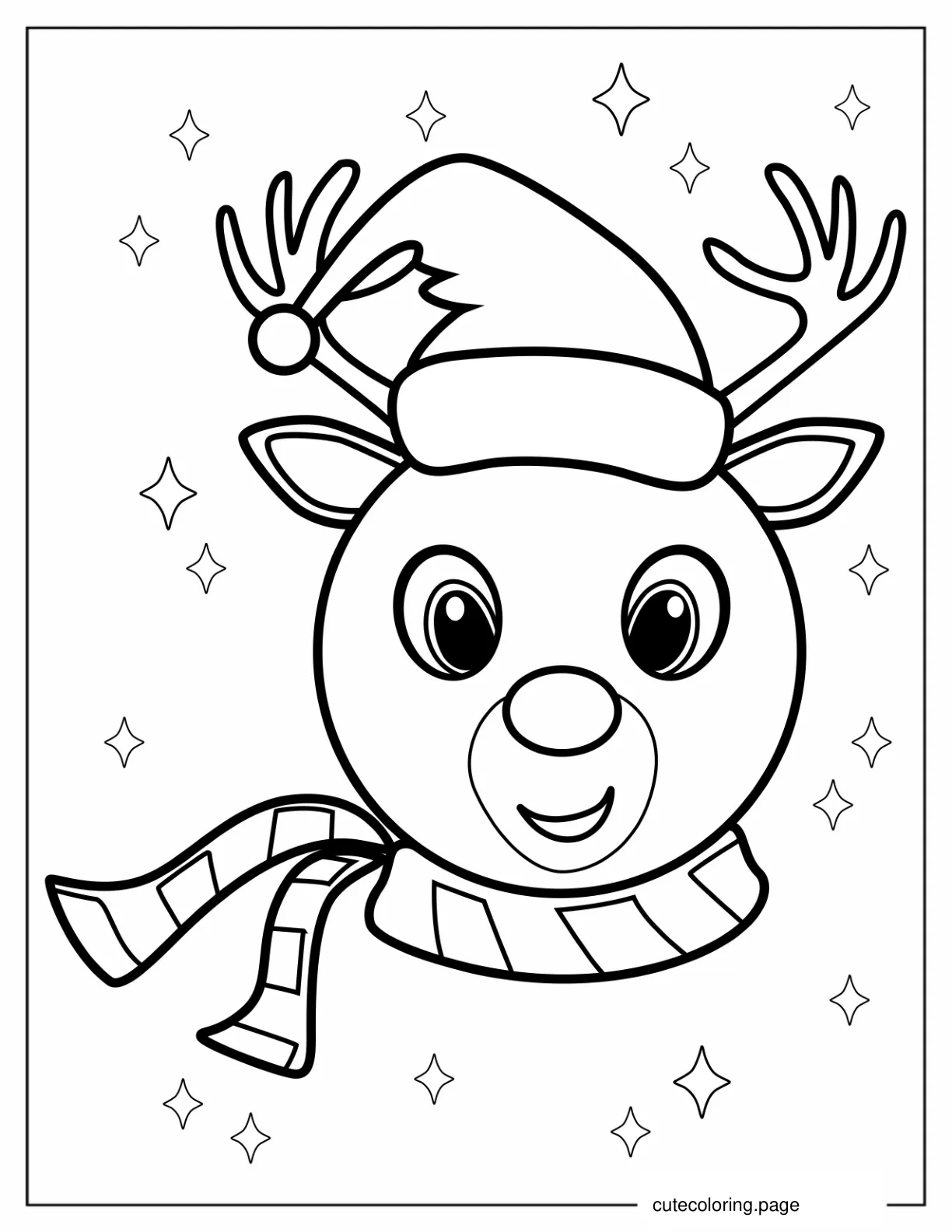 Easy Rudolph Coloring In For Kids coloring page
