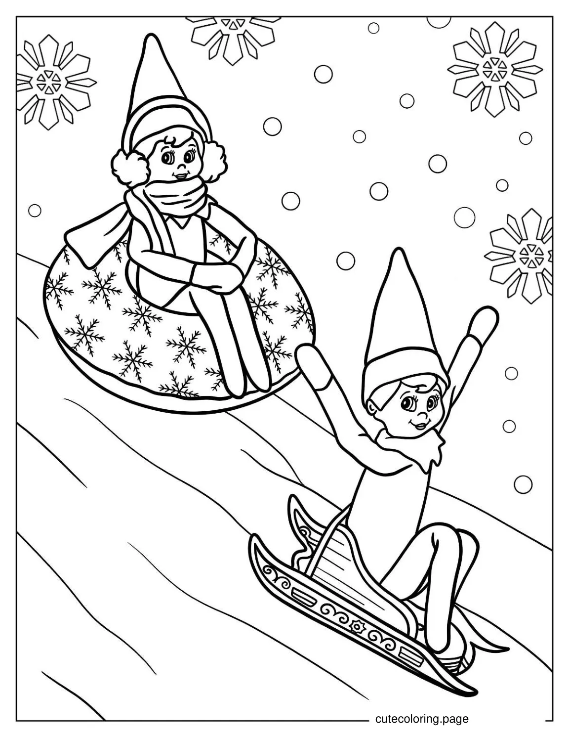 Elf On The Shelf Playing In The Snow coloring page