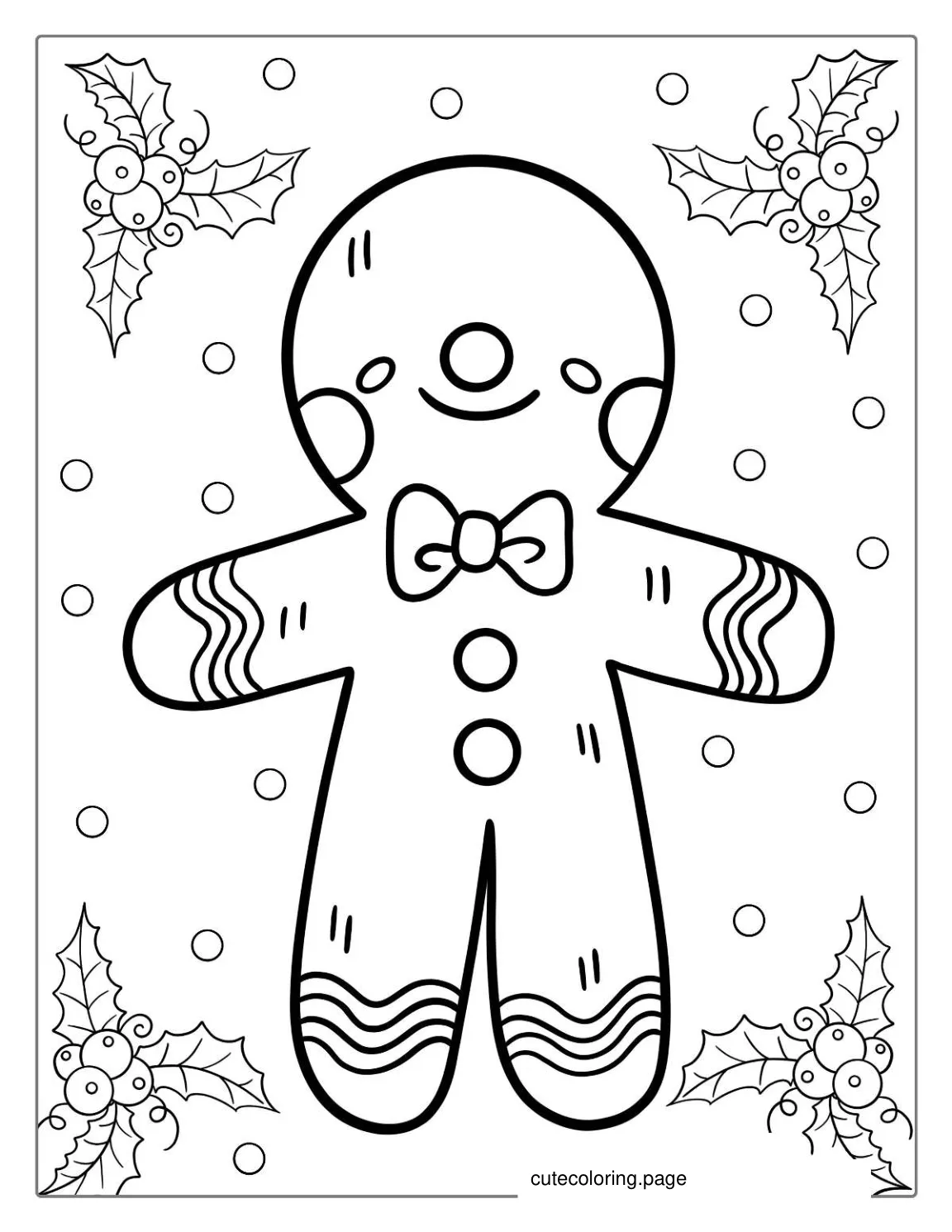 Gingerbread Man With Bow coloring page