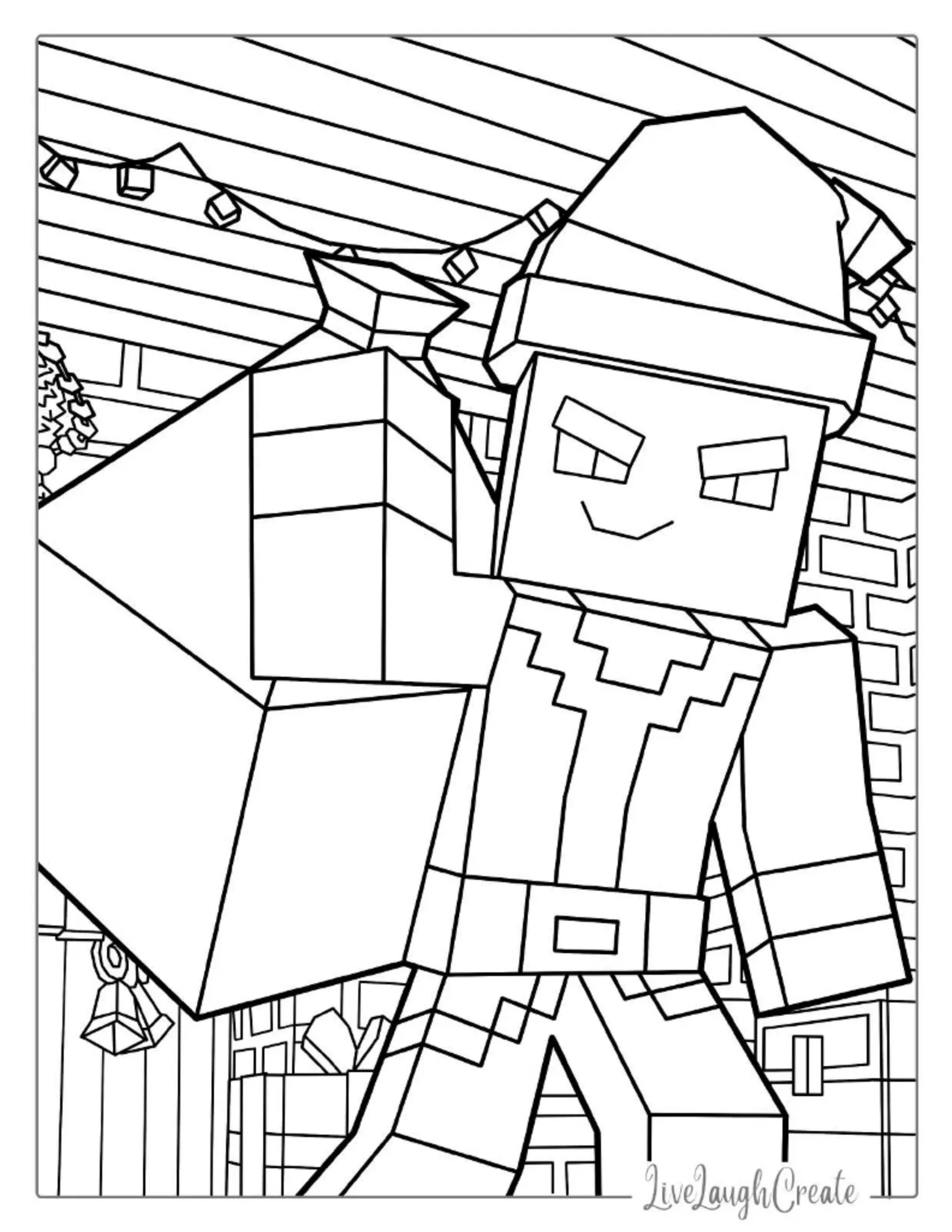 Minecraft Christmas Coloring Sheet coloring page