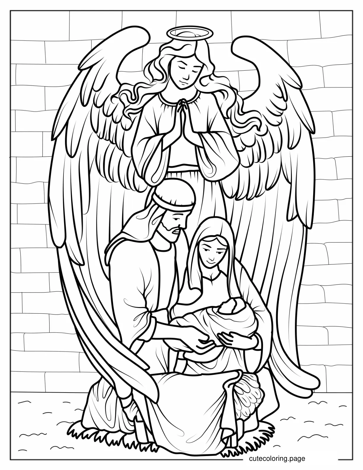 Nativity Coloring Sheet With Angel coloring page