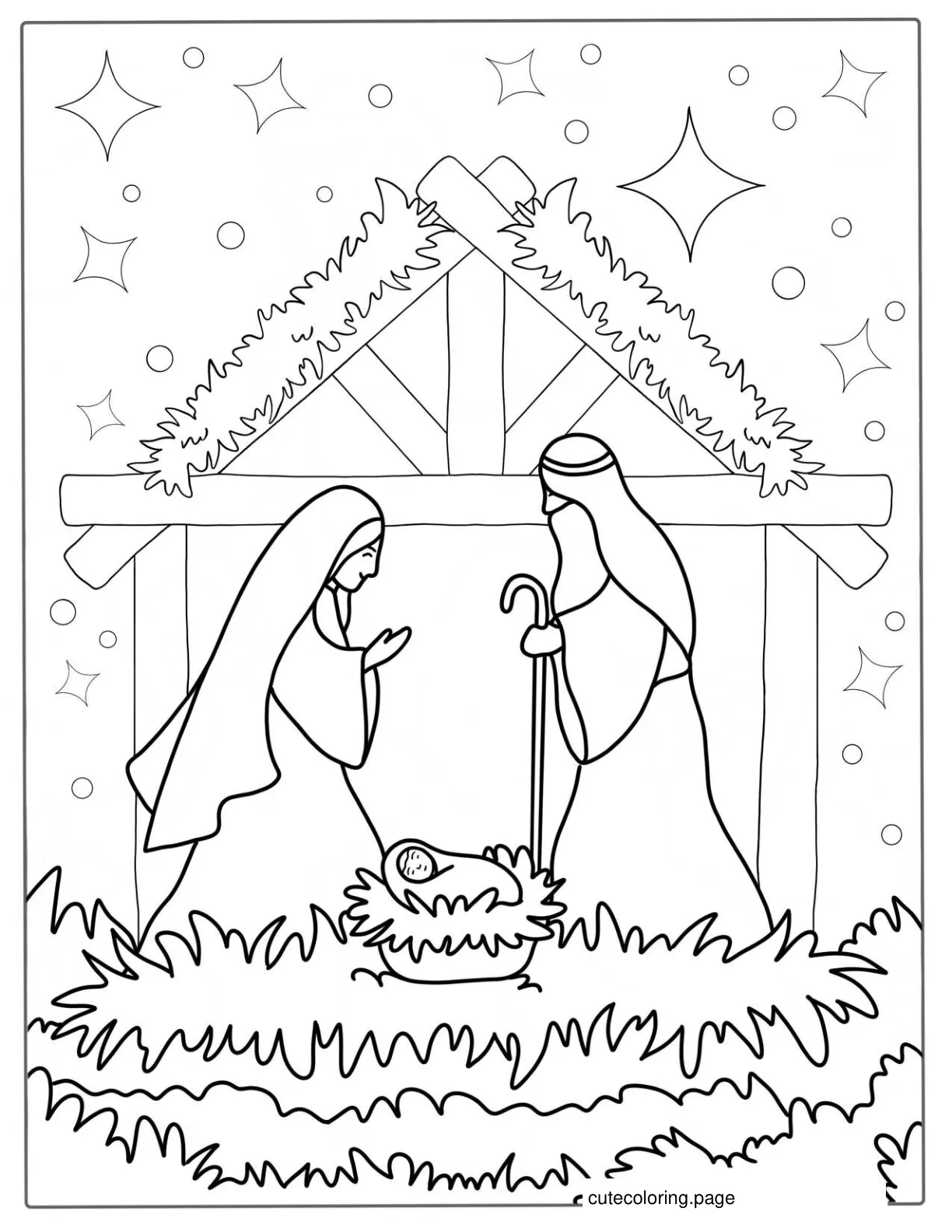 Nativity Outline Coloring In For Kids coloring page