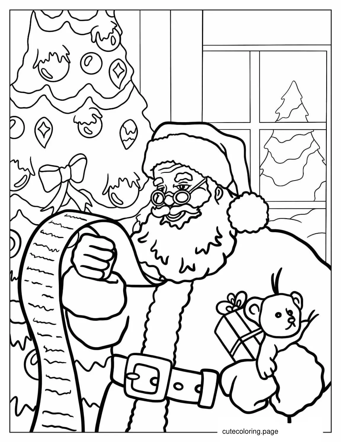 Realistic Santa Claus Reading List Coloring In coloring page