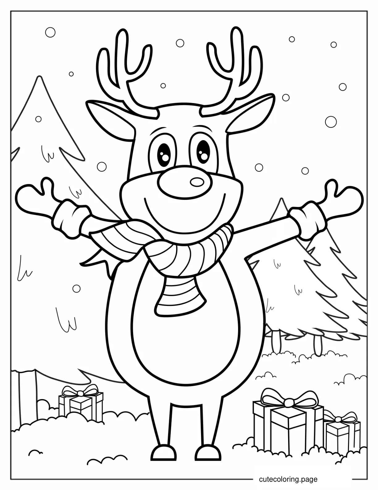 Rudolph On Snowy Christmas Day coloring page