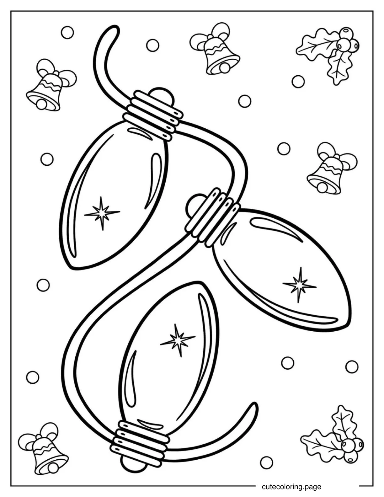 Shiny Christmas Lights Coloring In For Kids coloring page