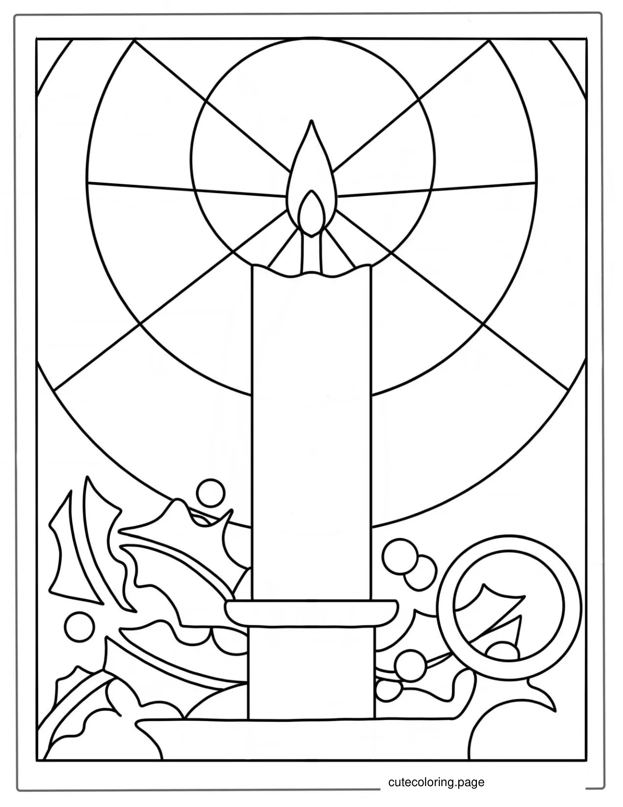 Simple Coloring Page Of Stained Glass Candle Design coloring page