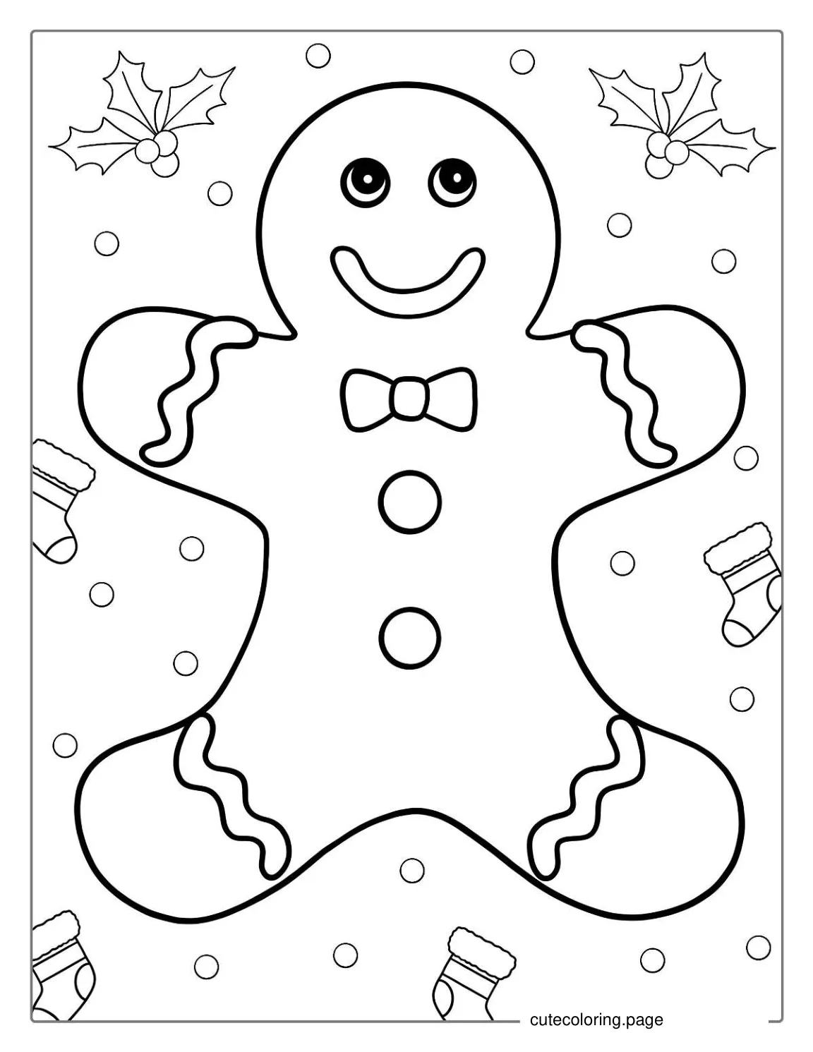 Smiling Gingerbread Man Coloring In For Kids coloring page