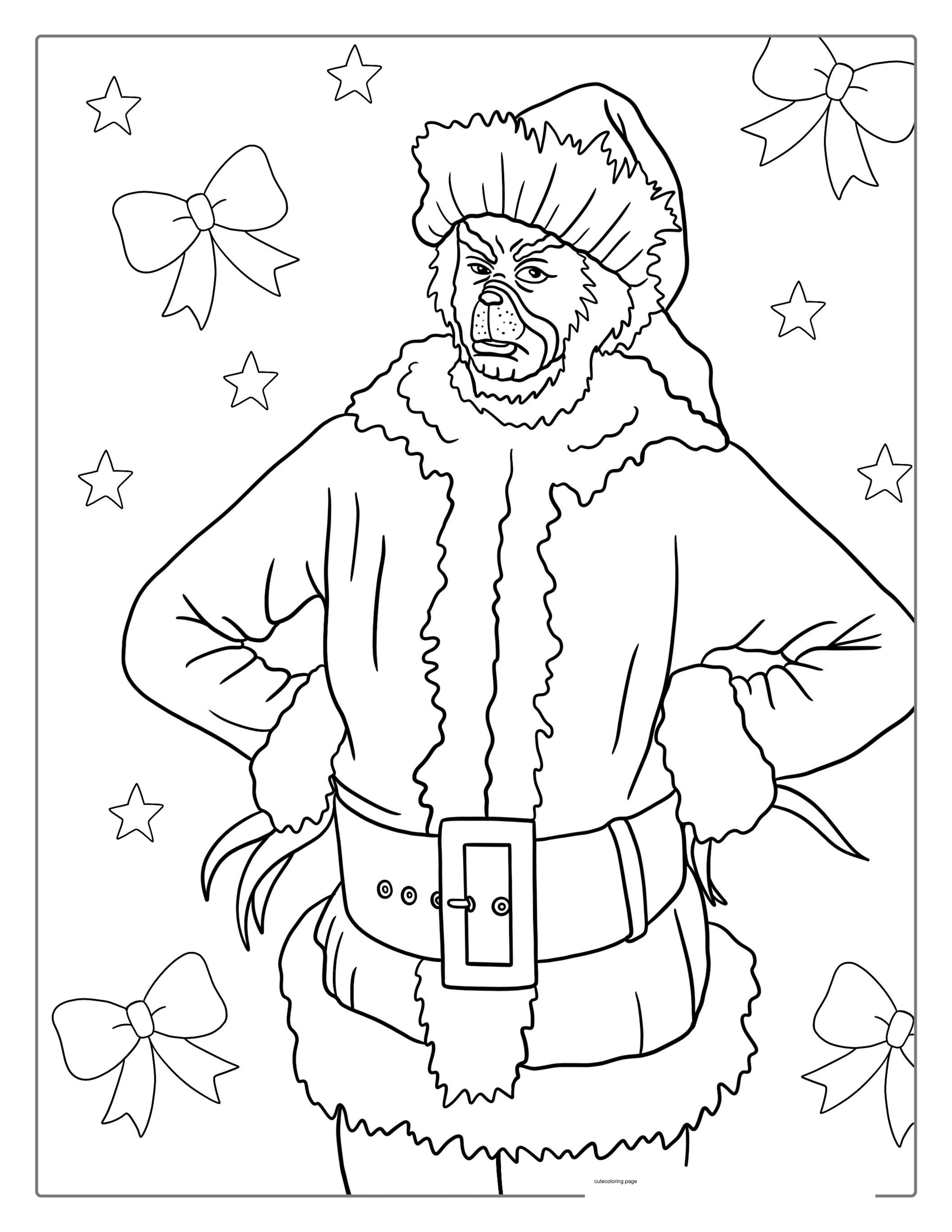 The Grinch In Full Santa Outfit Coloring In coloring page