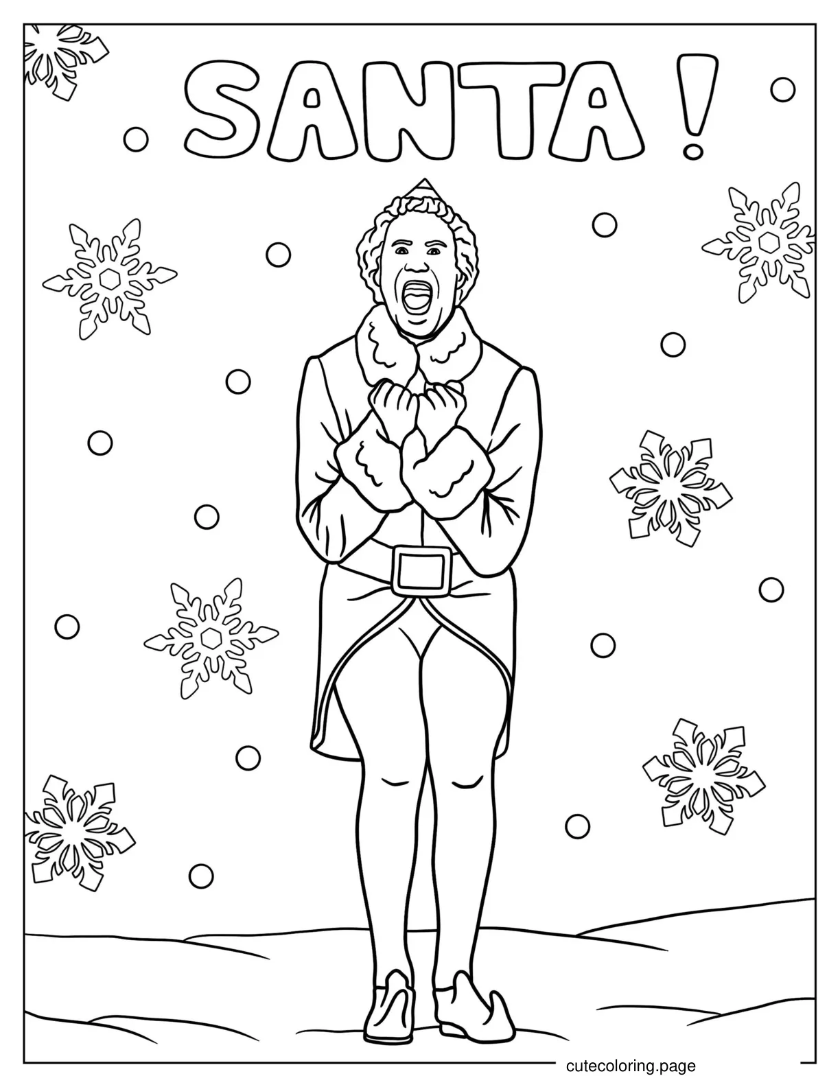 Will Ferell As Buddy In Christmas Elf Movie coloring page