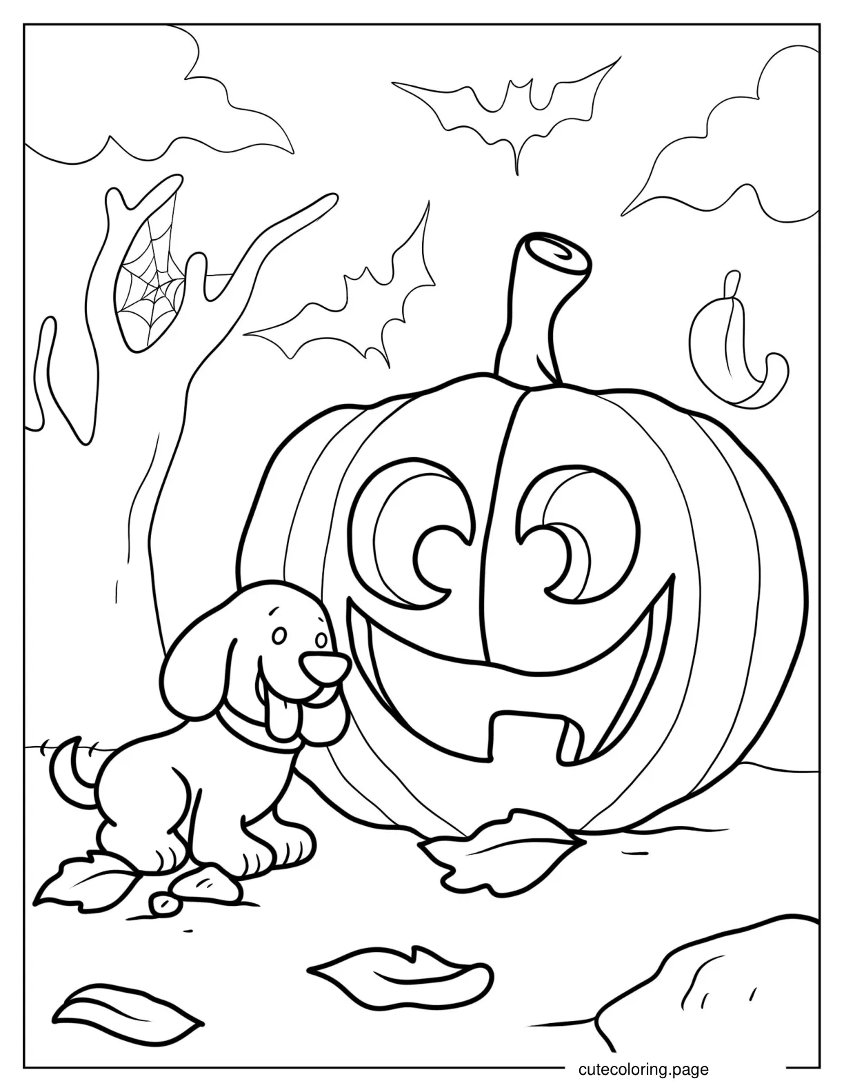 Clifford Next To Jack O Lantern Coloring Page coloring page