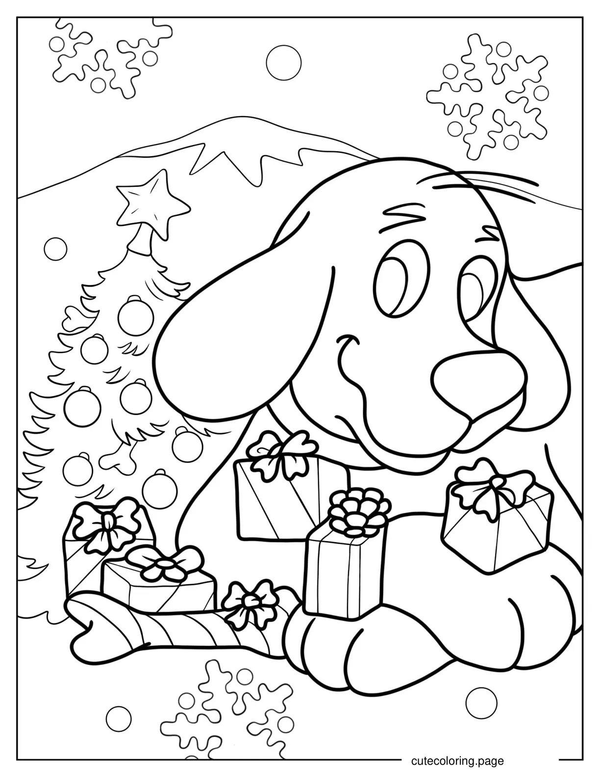 Clifford With Christmas Presents Coloring Page coloring page