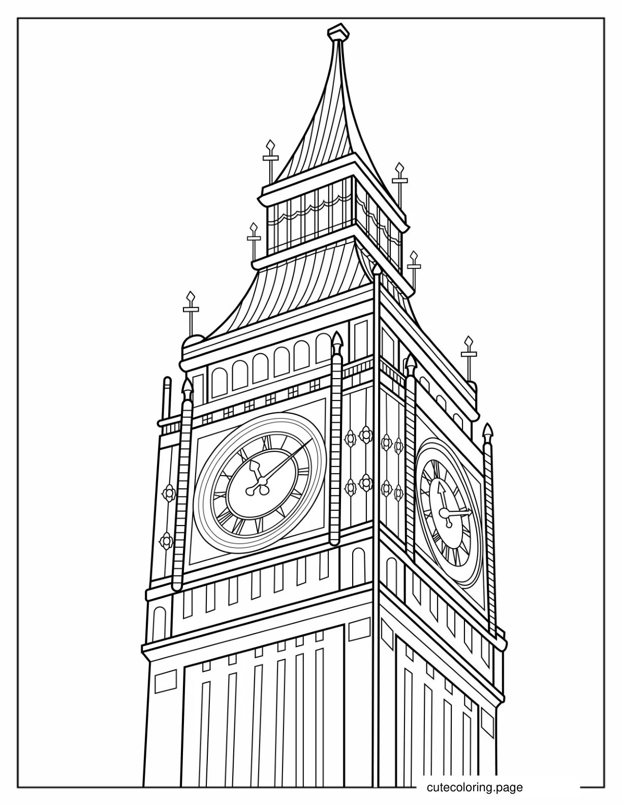 Big Ben Clock With Roman Numerals Coloring Page coloring page