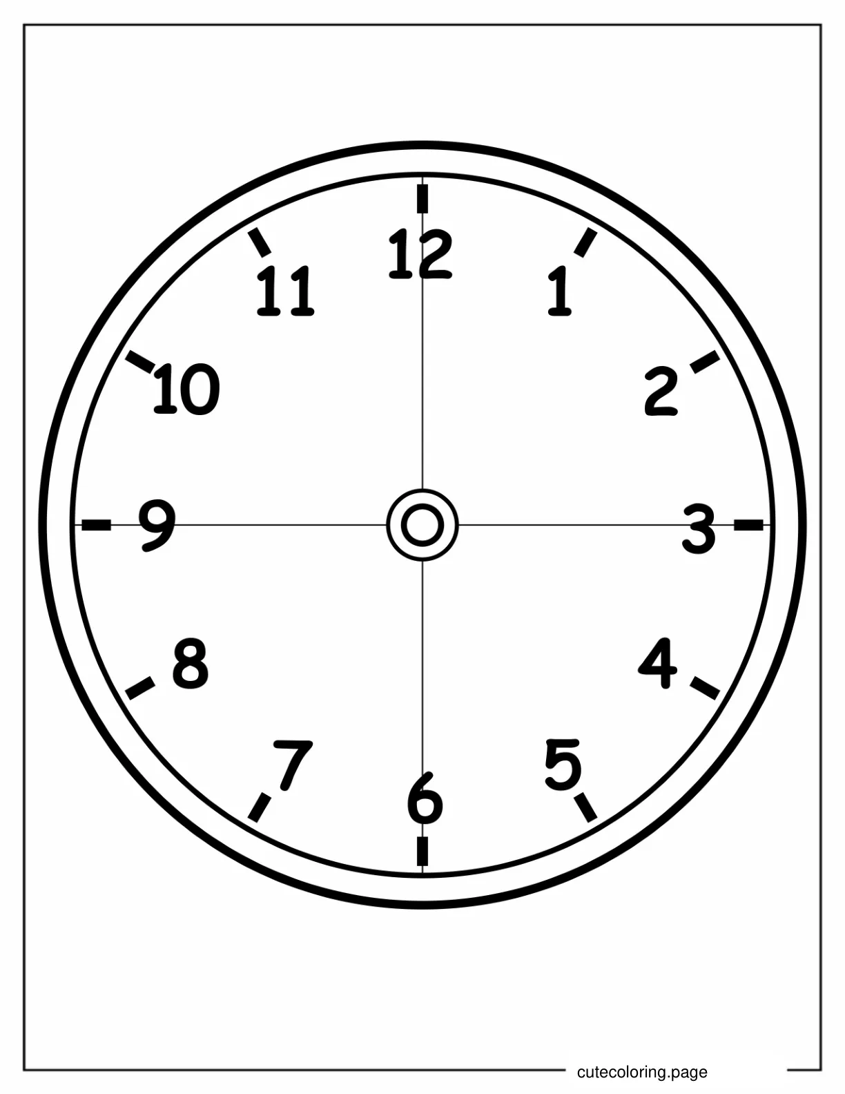 Clock Coloring Page With Different Segments coloring page