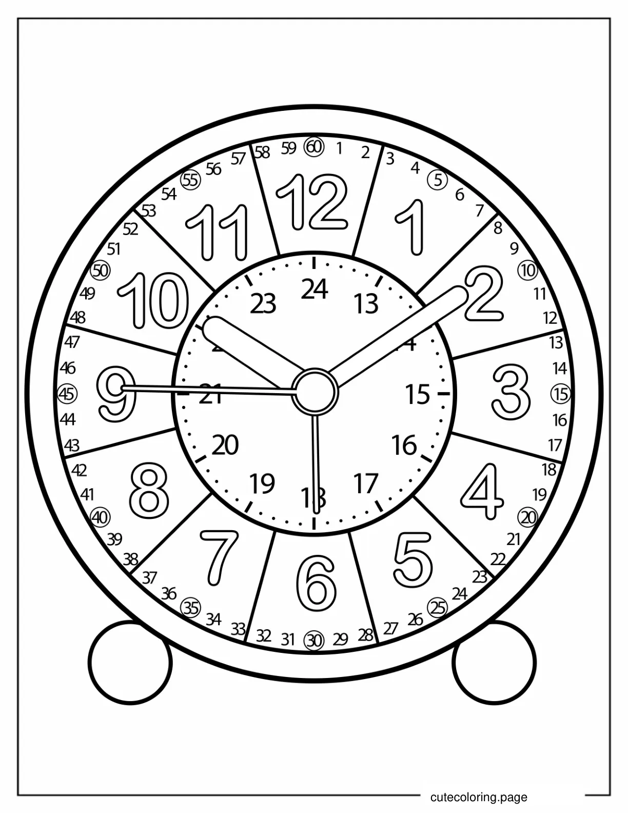 Clock Coloring Page With Minutes And Hours coloring page