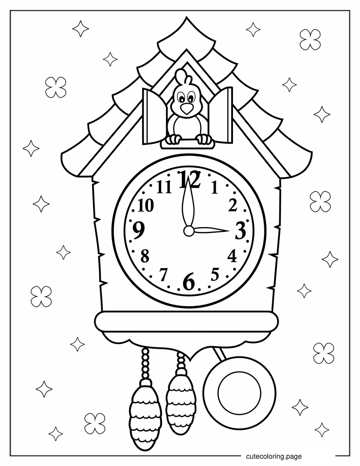 Cuckoo Clock Coloring Picture For Kids coloring page