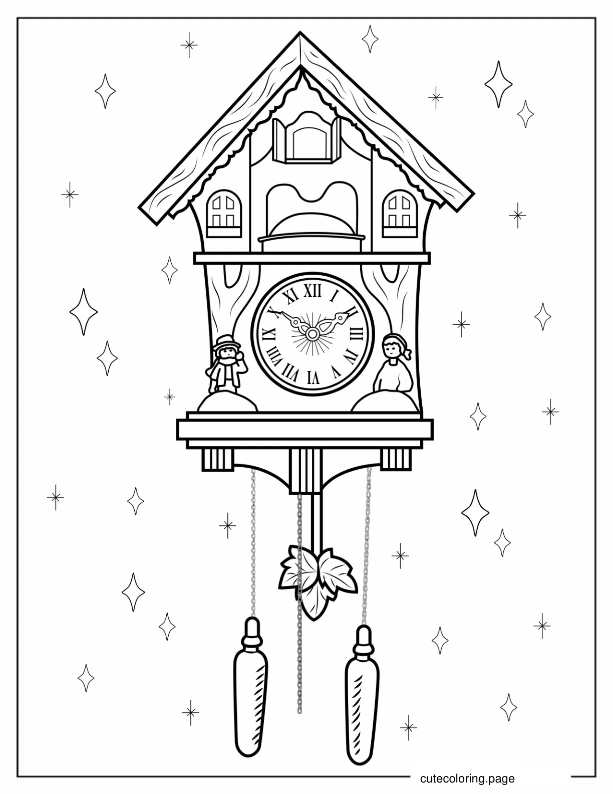 Detailed Cuckoo Clock Coloring Page coloring page