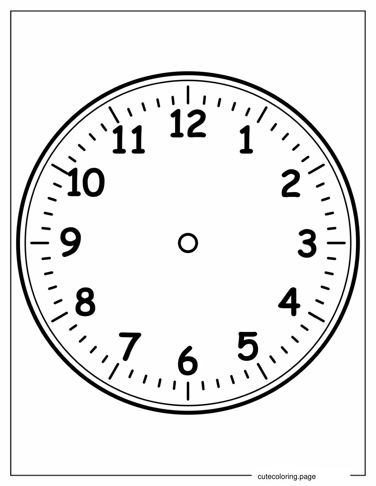 Easy To Color Outline Of a Clock Face coloring page