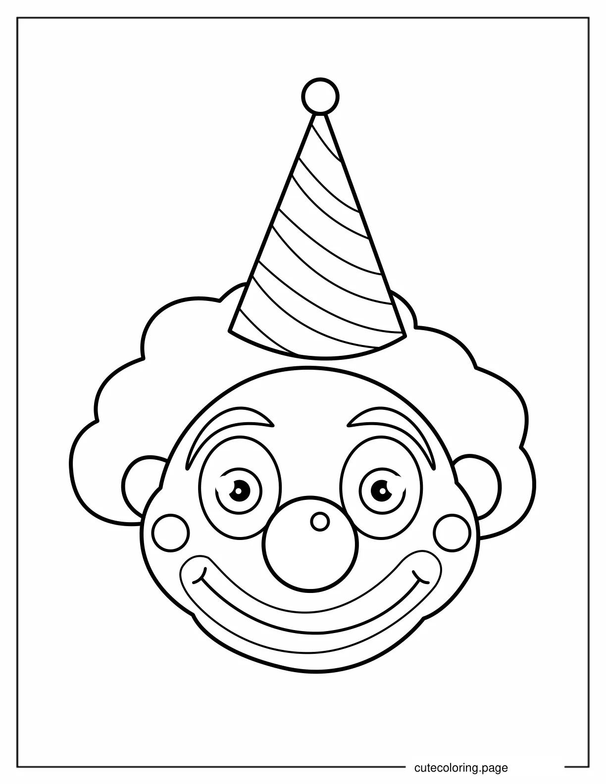 Clown Face for Preschoolers coloring page