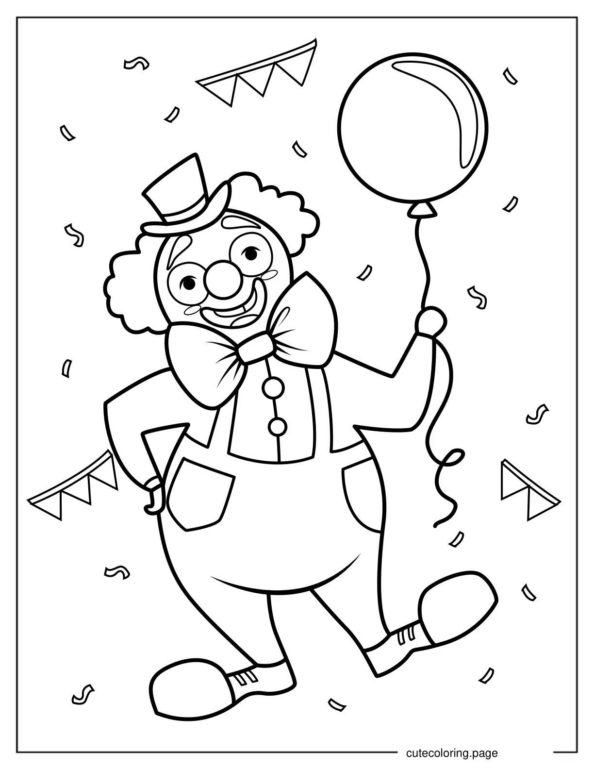 Clown Holding Balloon for Kids coloring page