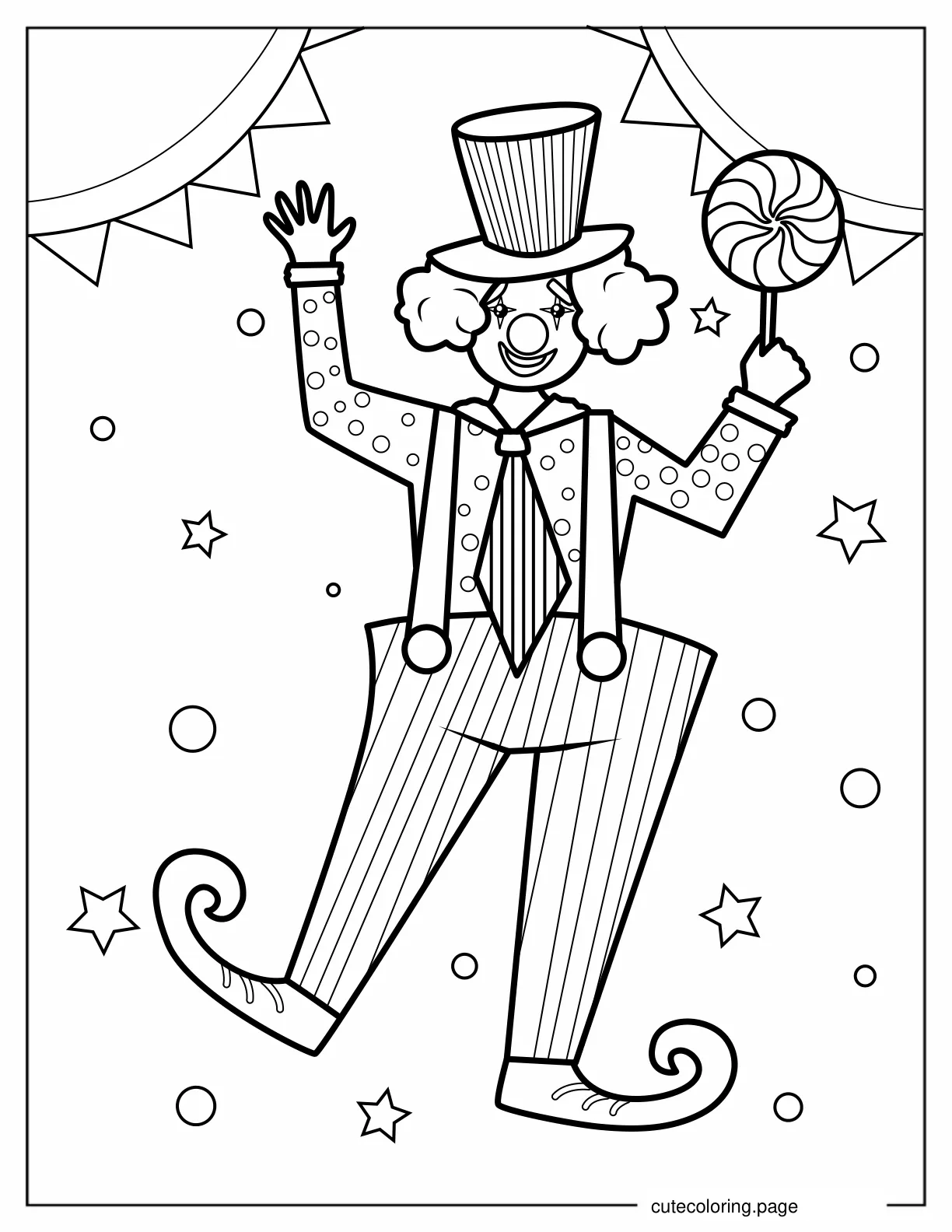 Coloring Page of Clown With Lollipop coloring page