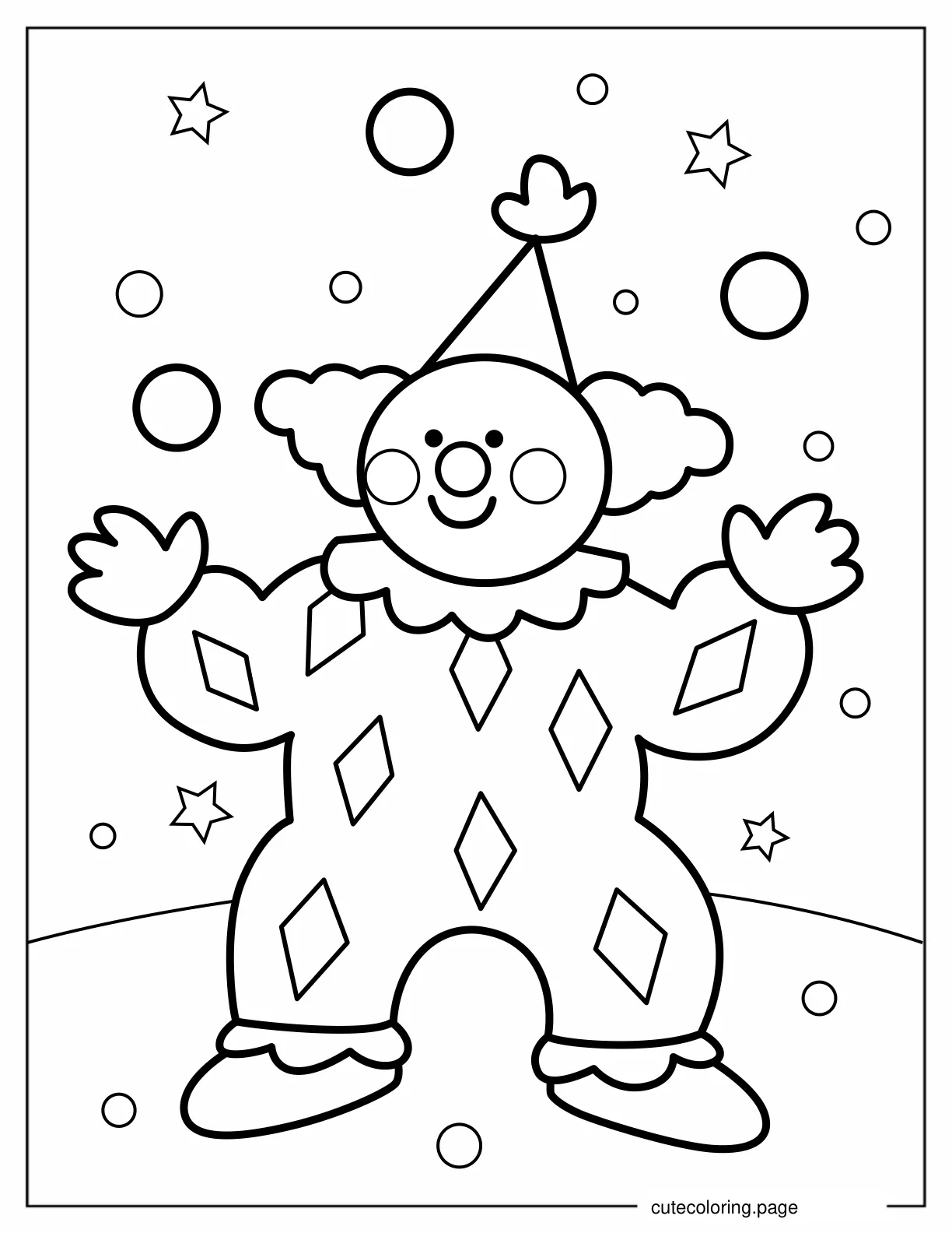 Cute Juggling Clown coloring page