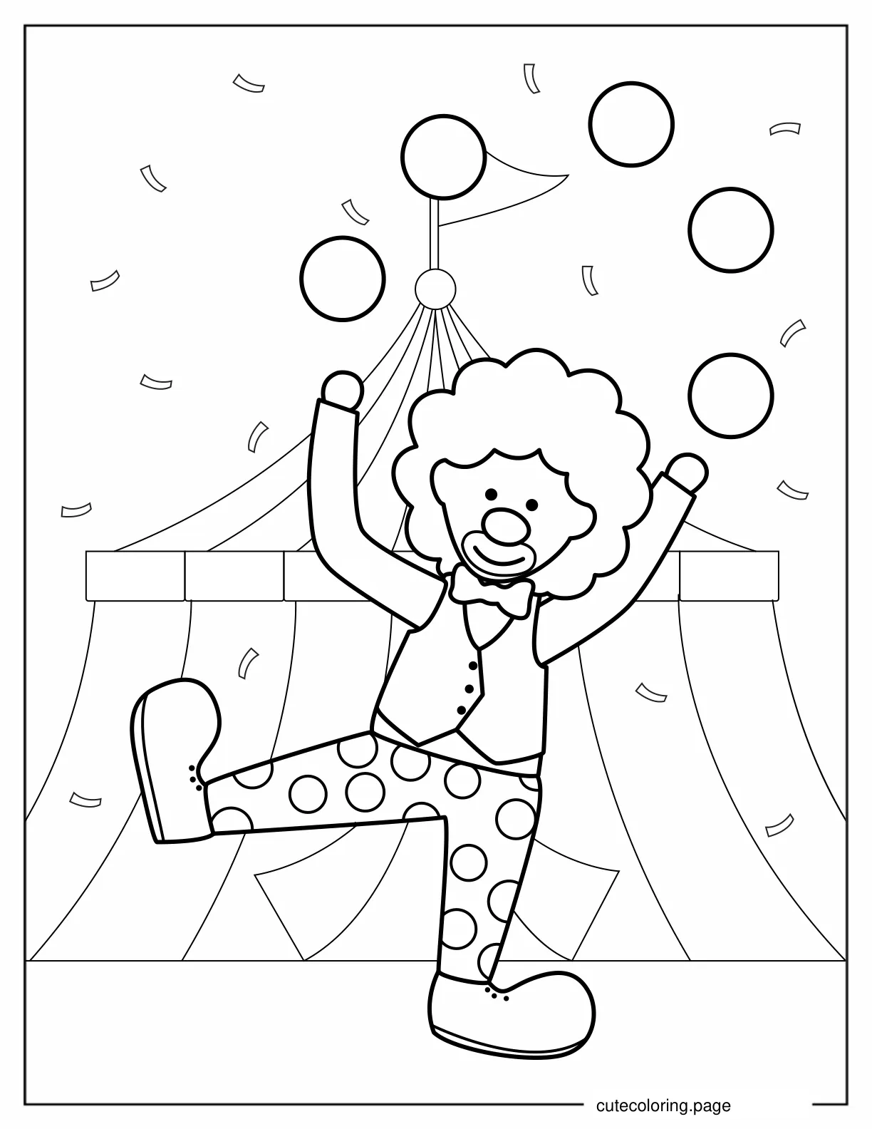 Easy Coloring Page of Clown for Preschoolers coloring page