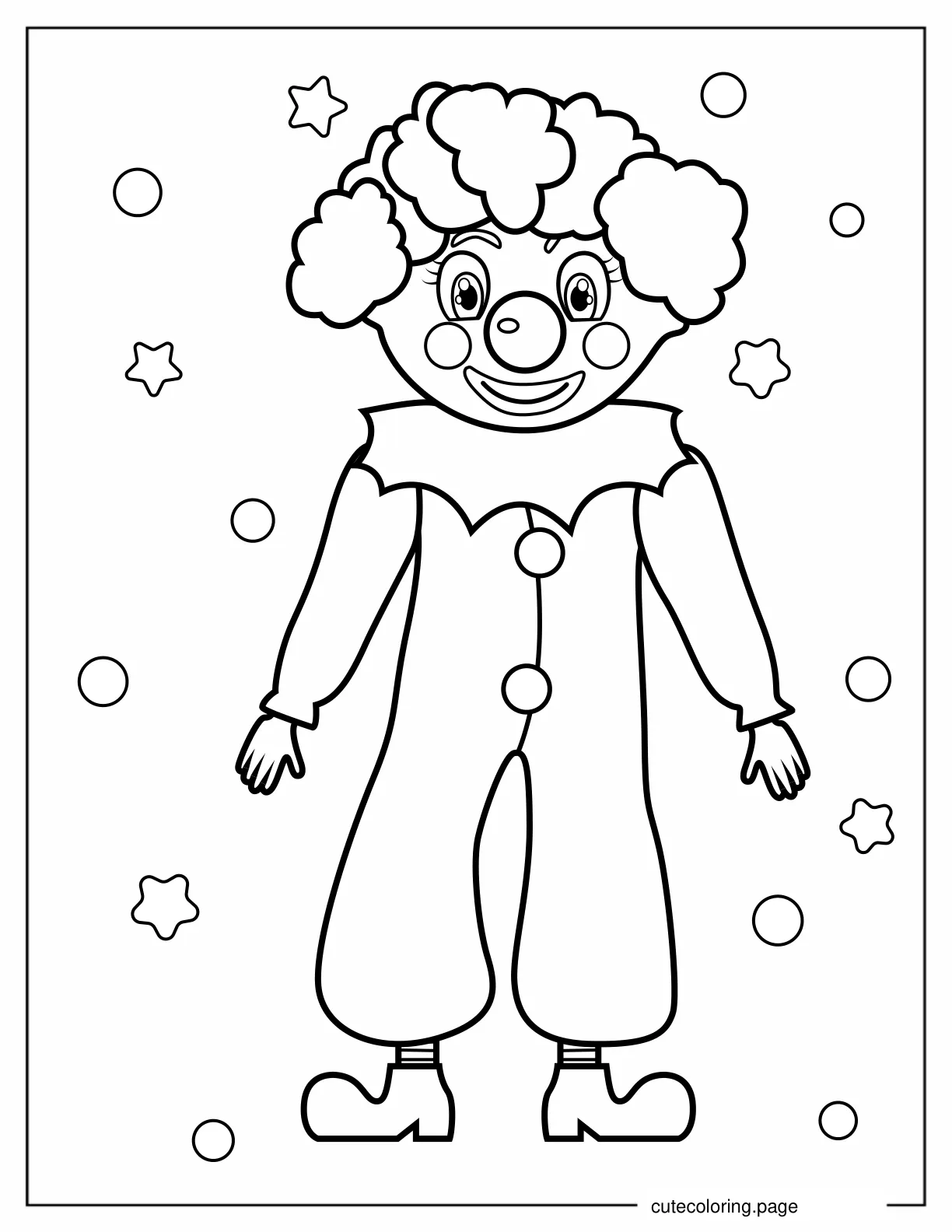 Easy Coloring Sheet of Happy Clown coloring page