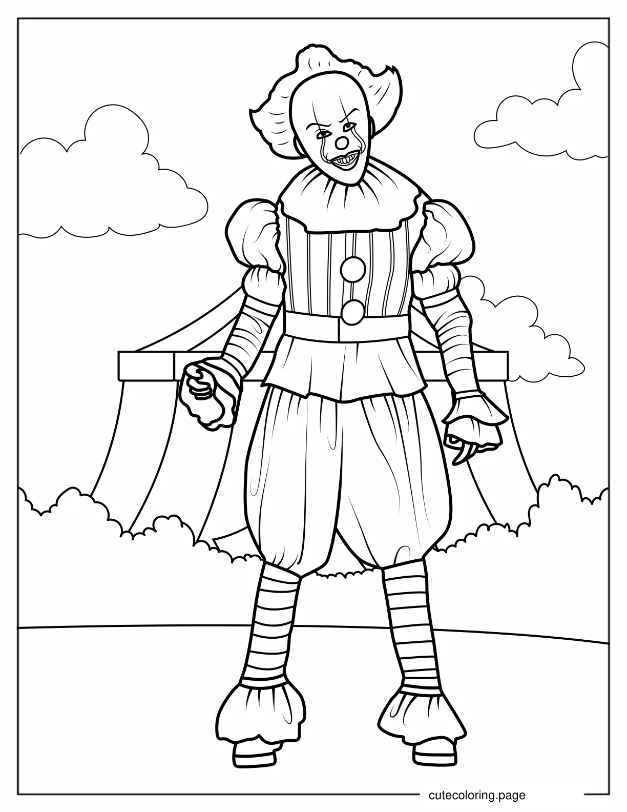 Easy Outline of Pennywise from IT coloring page