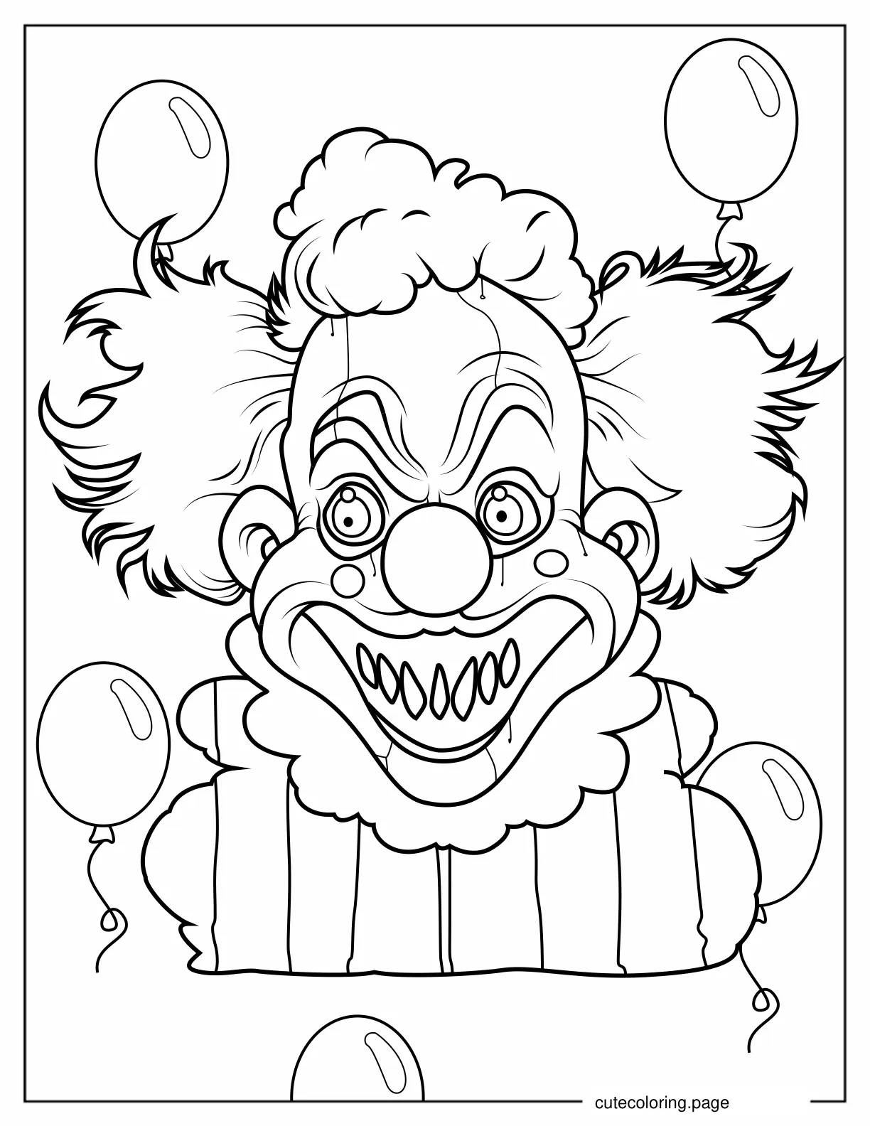 Halloween Clown with Scary Smile to Color coloring page