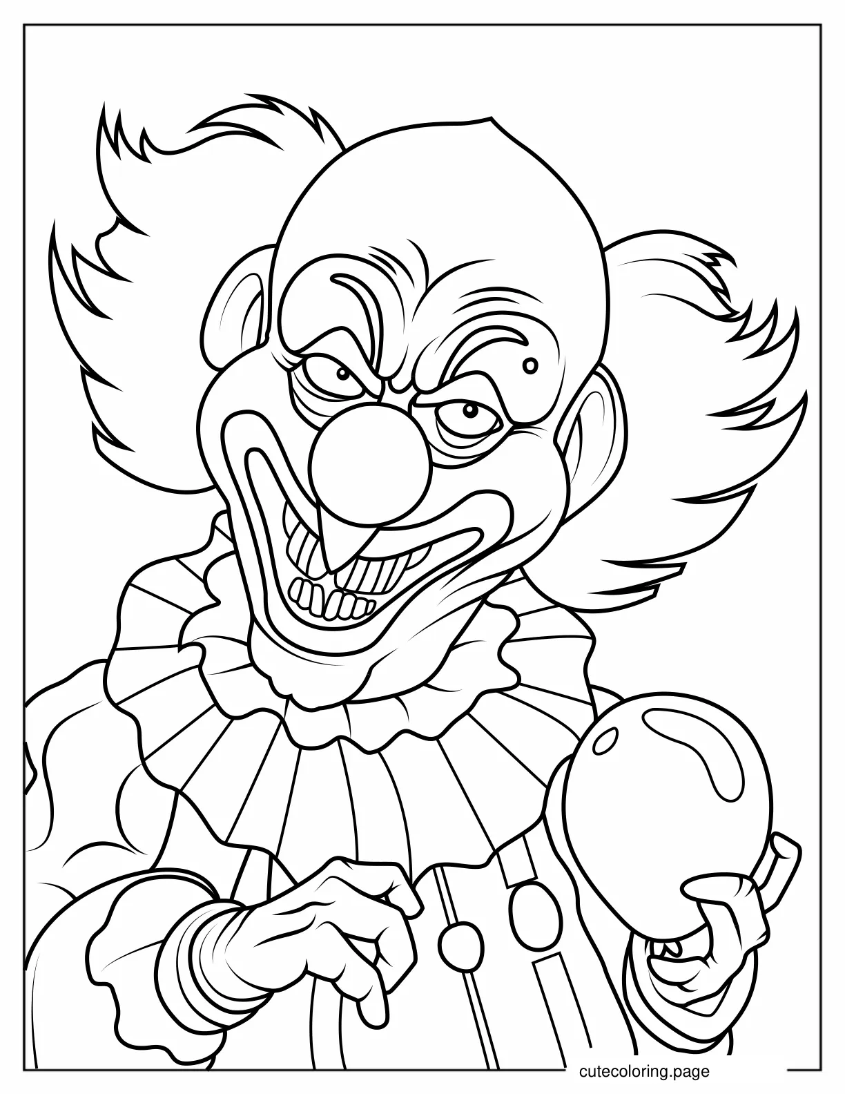 Outline of Spooky Clown coloring page