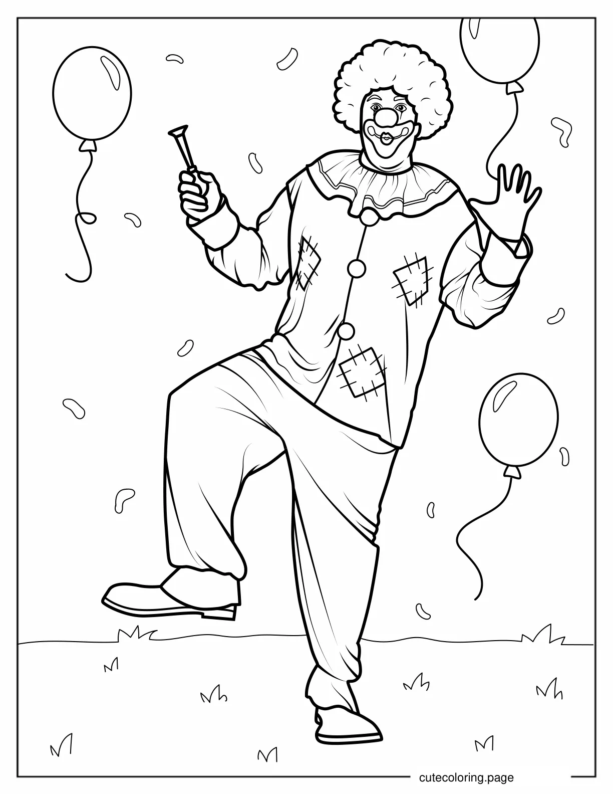 Realistic Clown Dancing coloring page