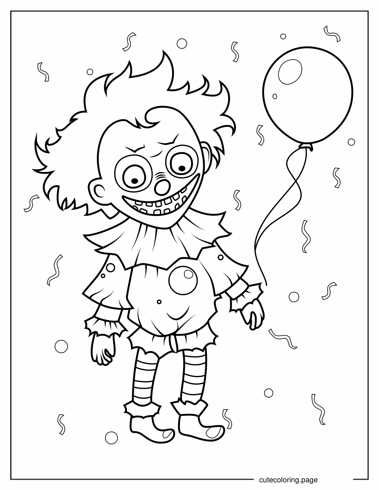 Simple Outline of Halloween Clown coloring page