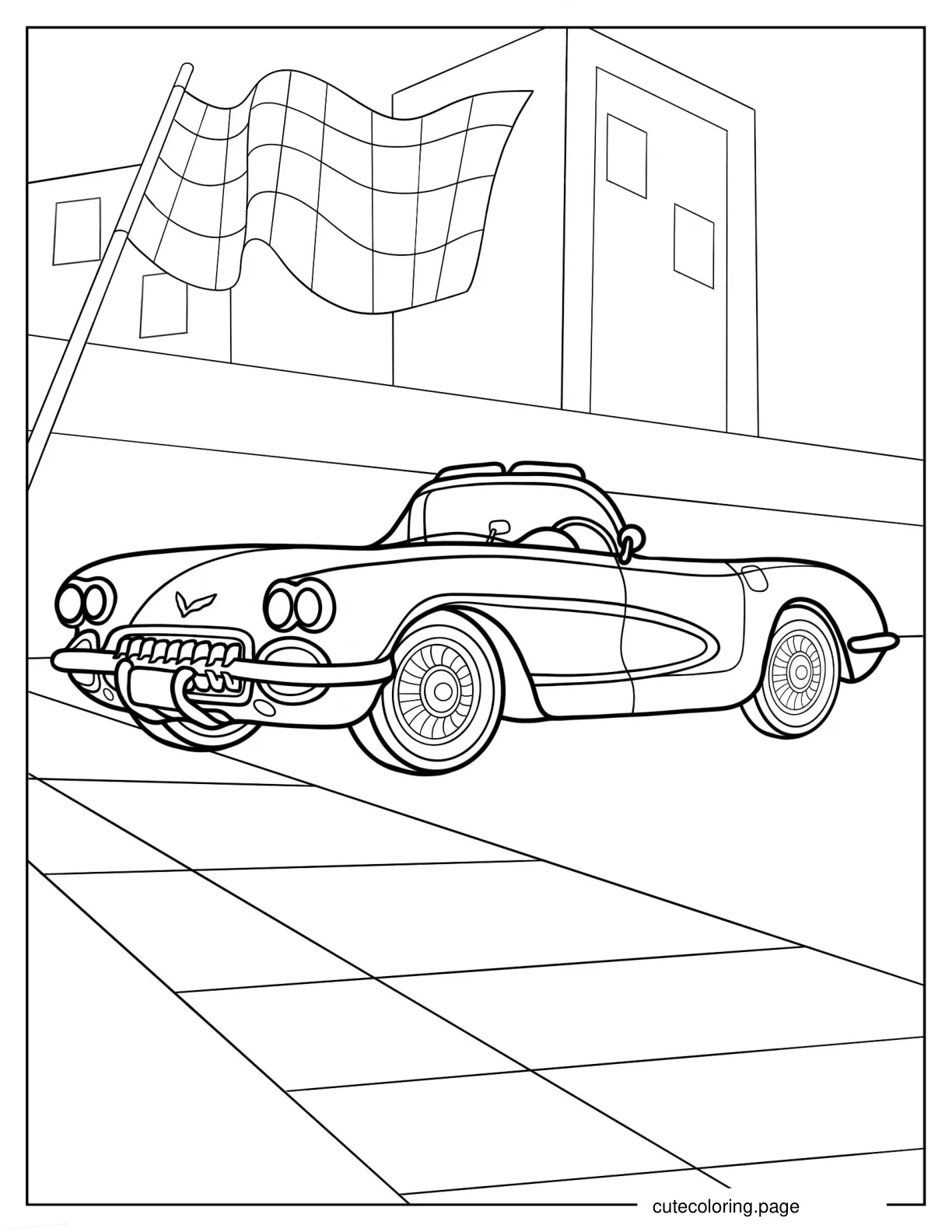 1955 Corvette V8 Coloring Sheet coloring page