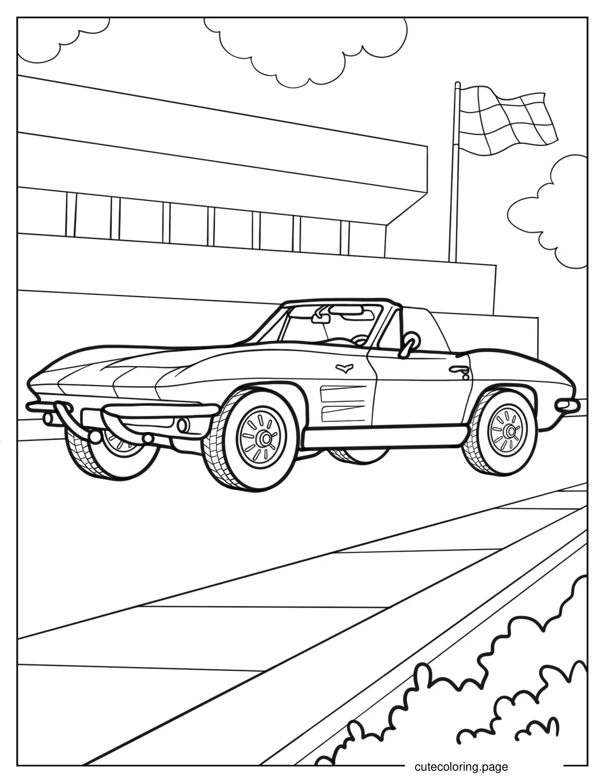 Coloring Page Of Vintage C1 Corvette coloring page