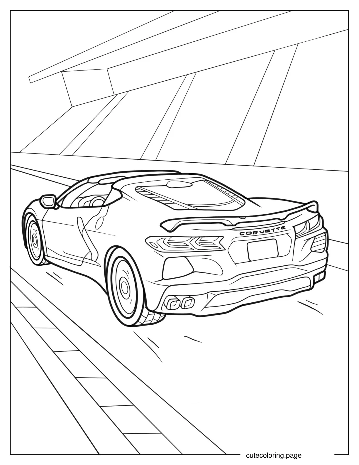 Corvette Racing On Track To Color coloring page