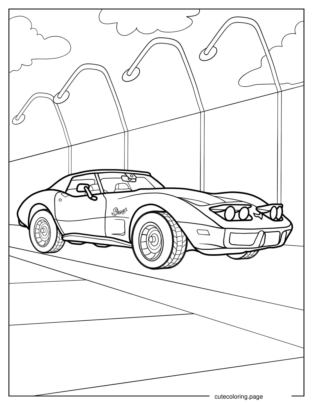 Detailed Corvette LS6 Coloring Page coloring page