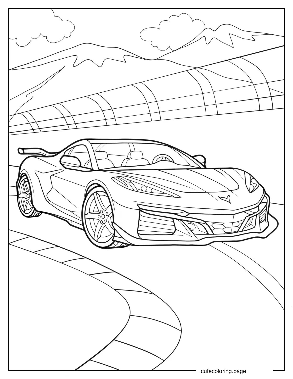 Detailed Corvette Stingray To Color coloring page