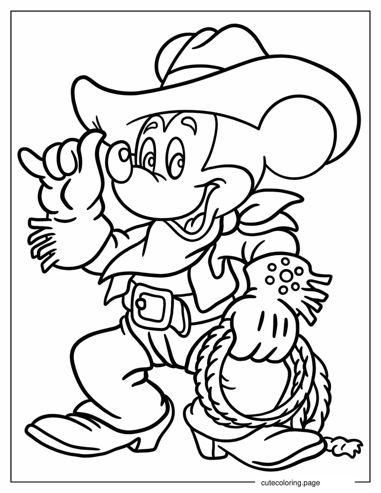 Coloring Page Of Cowboy Mickey Mouse For Kids coloring page