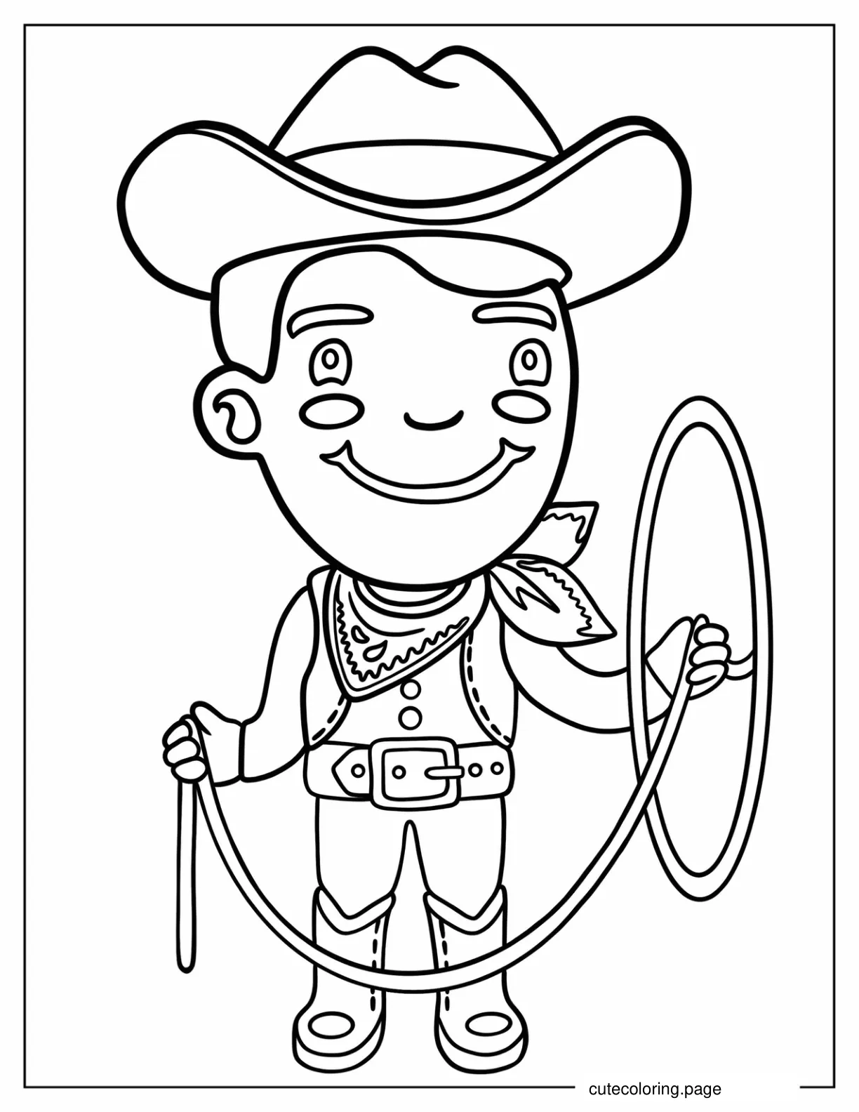 Coloring Sheet Of Chibi Cowboy For Preschoolers coloring page