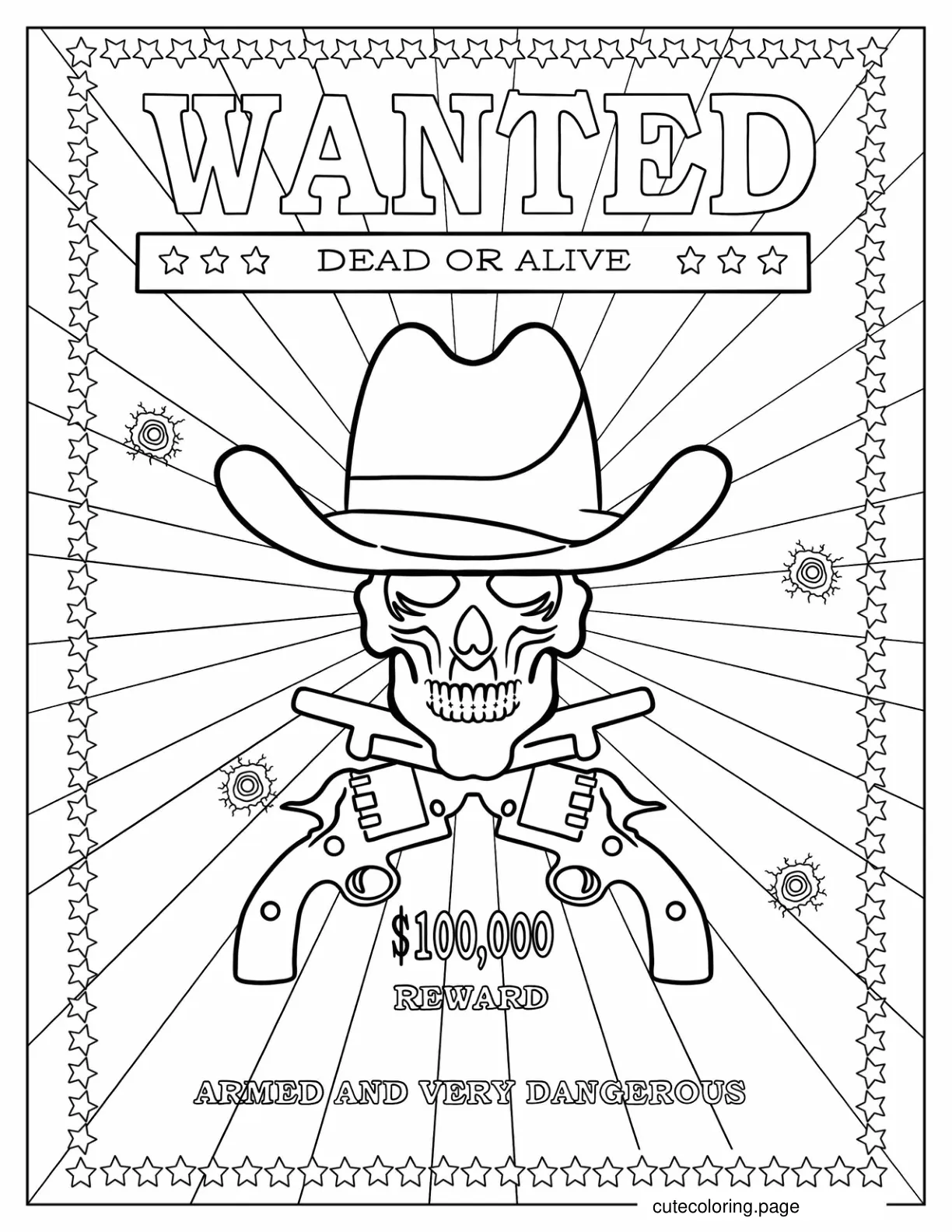 Wanted Cowboy Poster coloring page