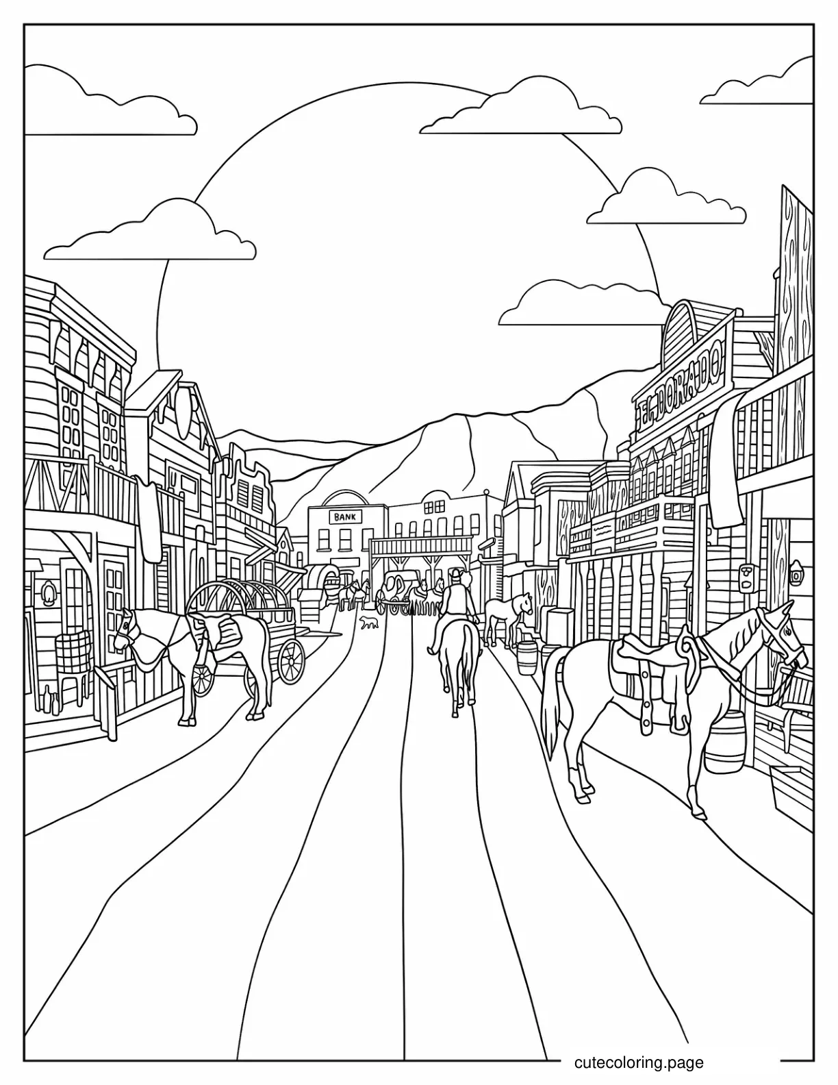 Wild West Town Coloring Page coloring page