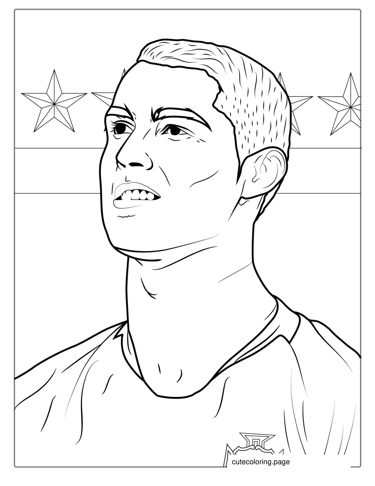 Closeup Of Cristiano Ronaldo coloring page