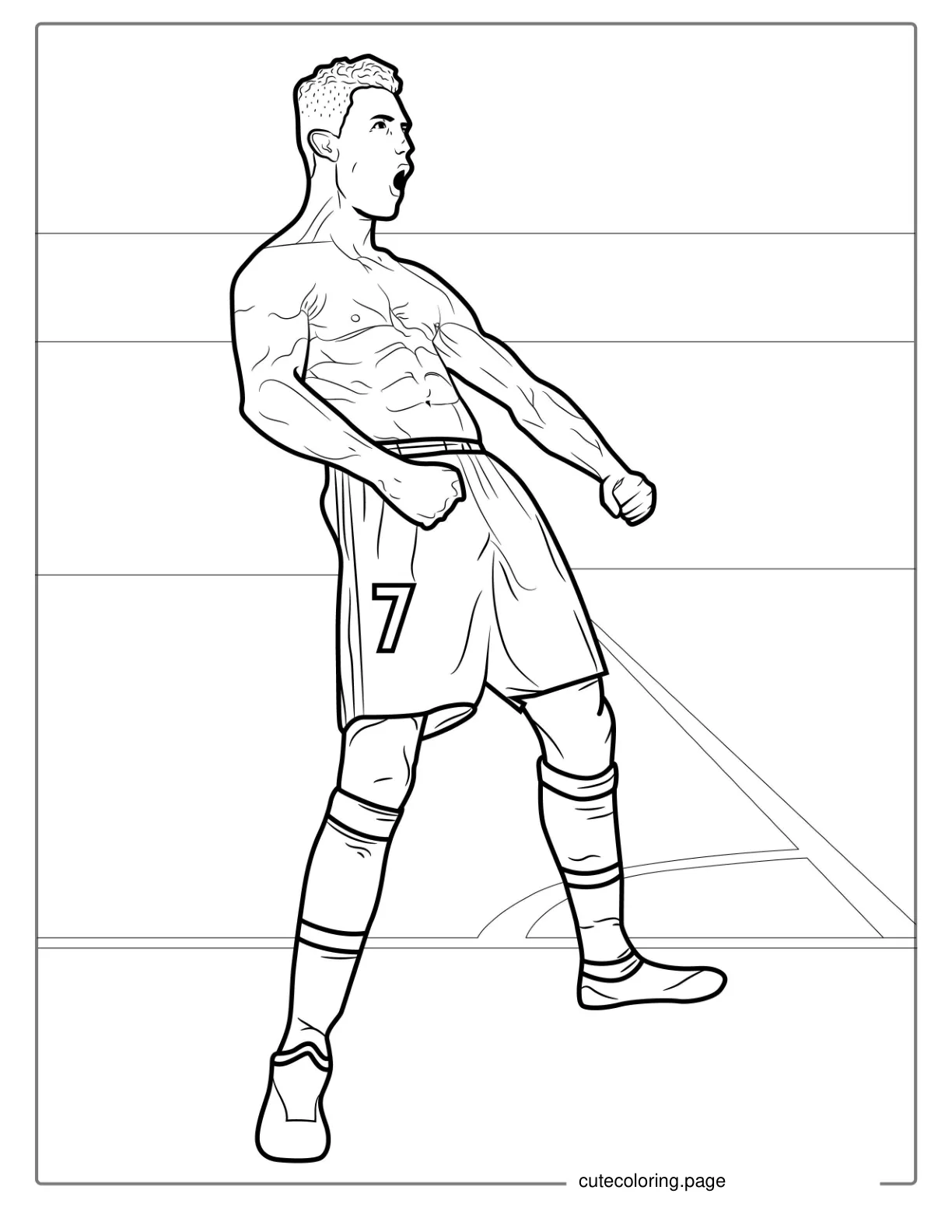 Cristiano Ronaldo Celebrating To Color coloring page