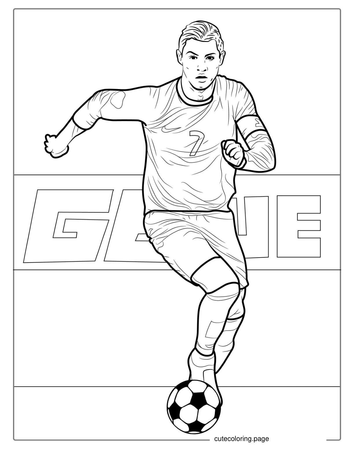 Cristiano Ronaldo Dribbling Ball coloring page