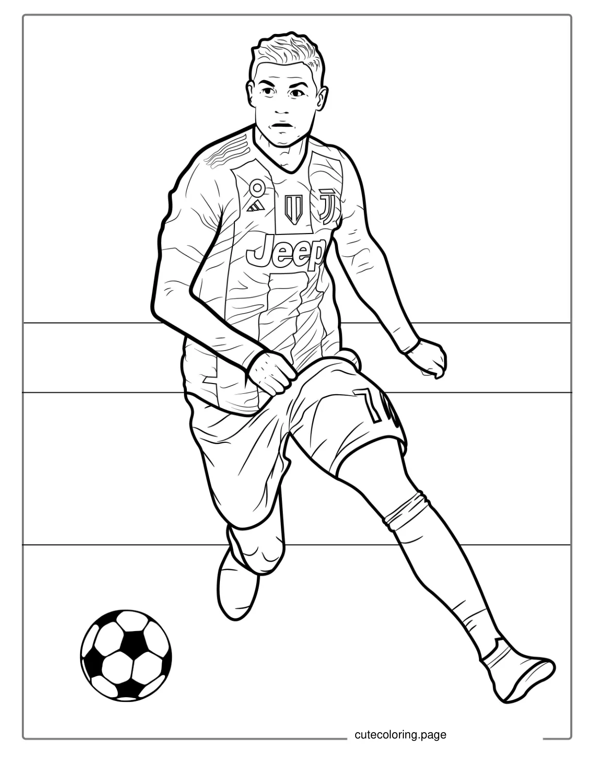 Cristiano Ronaldo With Soccer Ball Coloring coloring page